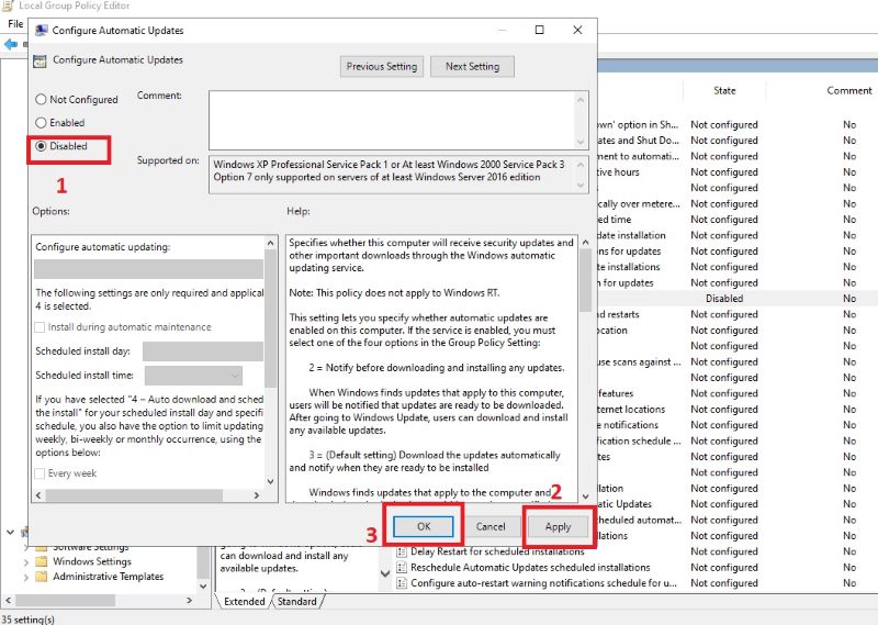 disable windows updates
